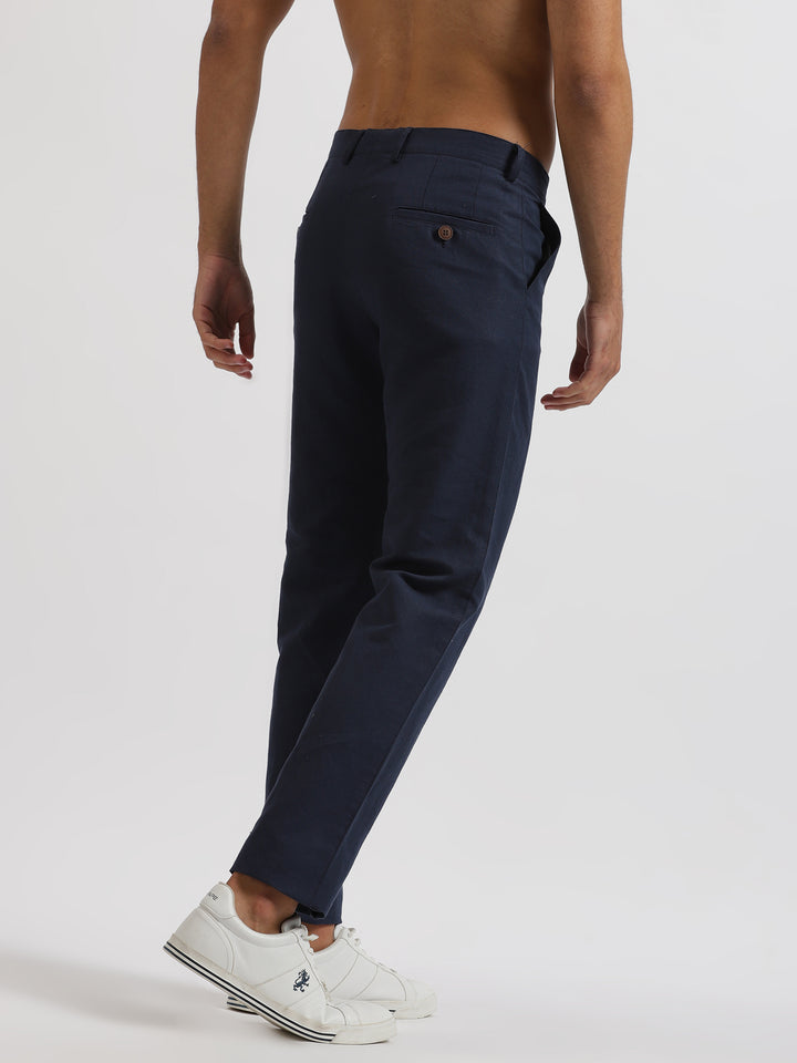 Ian Chino Pants - Men's Linen Trousers - Navy