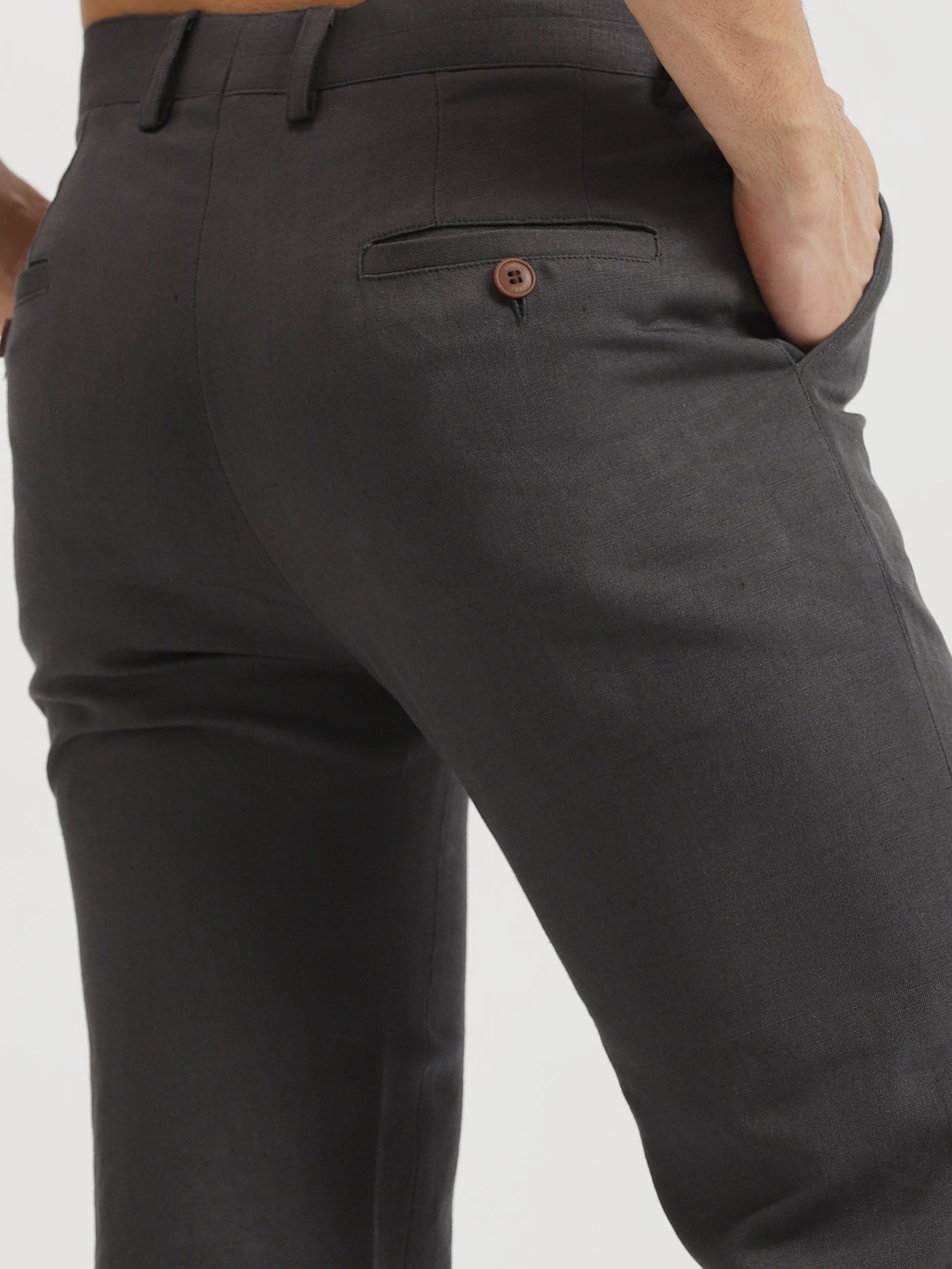 Ian Chino - Linen Trousers - Charcoal Grey