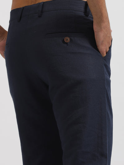 Ian Chino Pants - Men's Linen Trousers - Navy