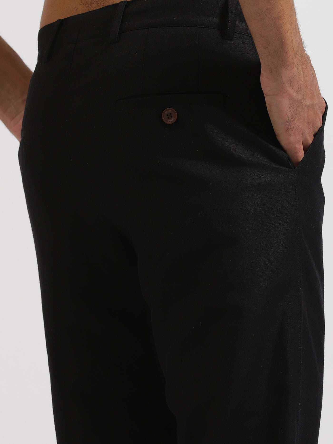 Ian Chino - Men's Linen Trousers - Black