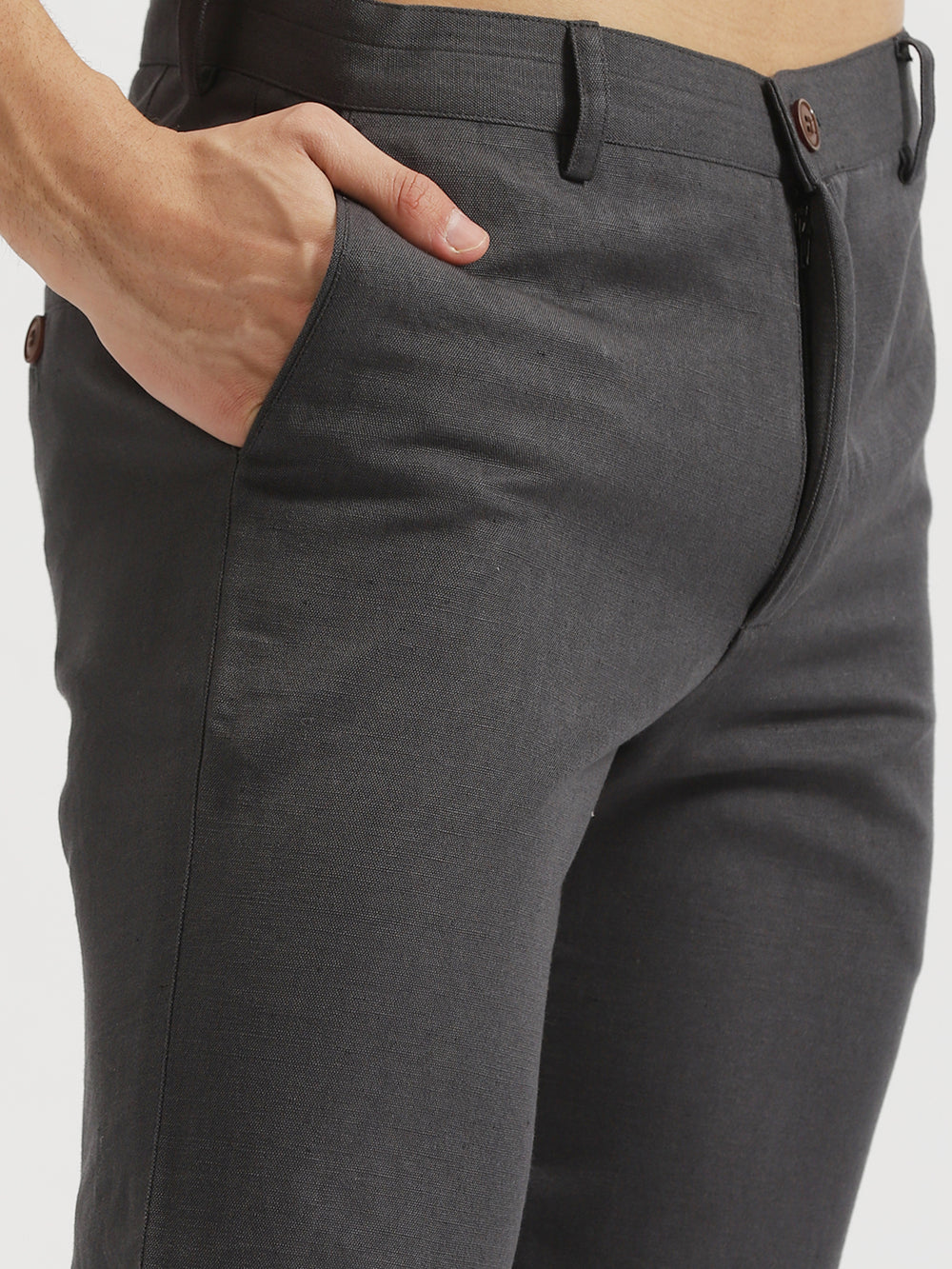 Ian Chino - Linen Trousers - Charcoal Grey