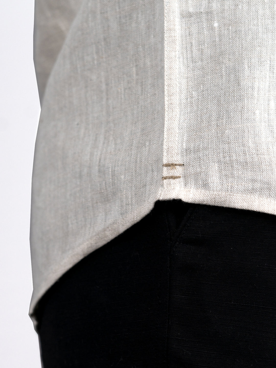Ares - Pure Linen Pocket Detailed Full Sleeve Shirt - Ecru