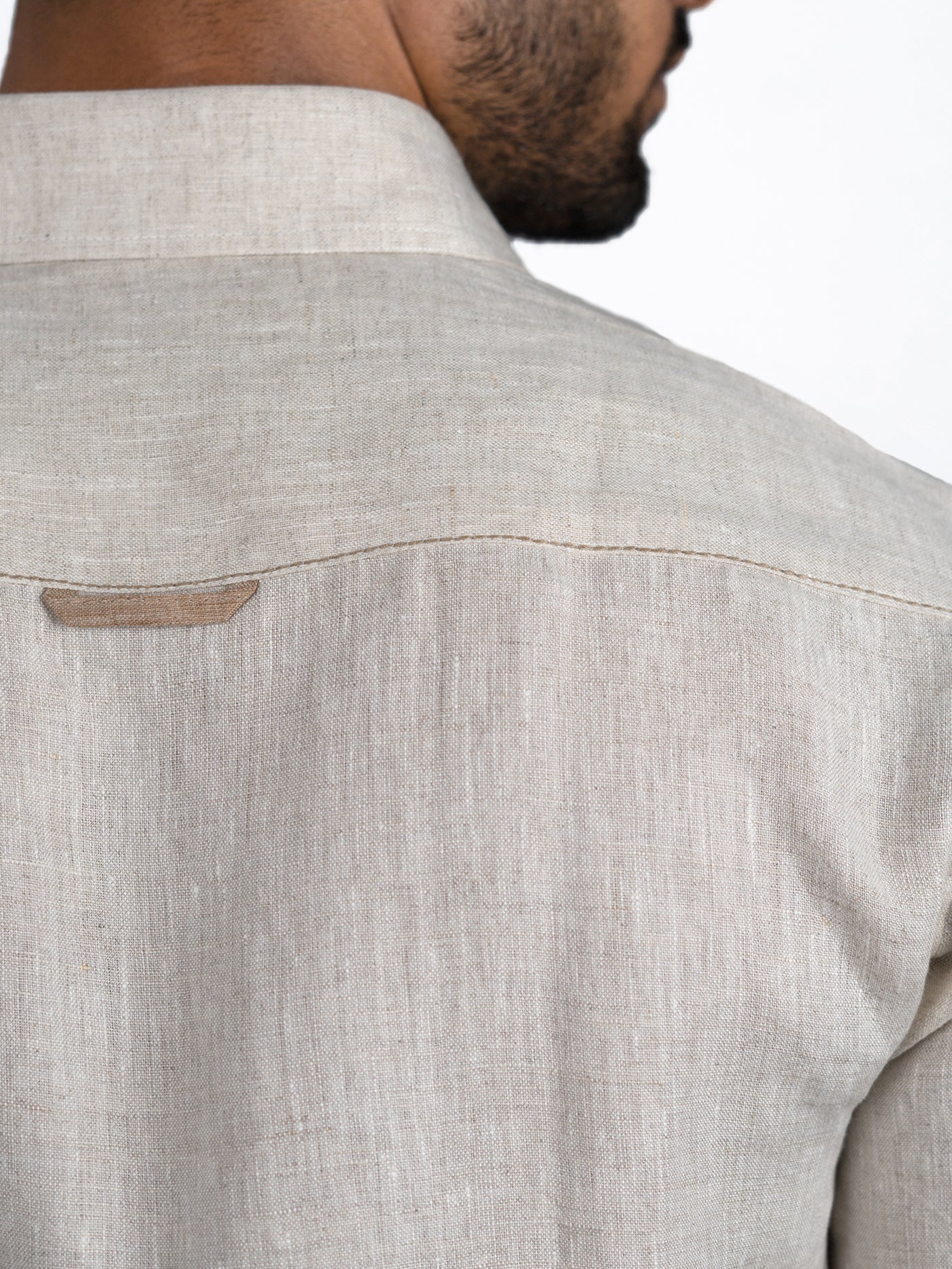 Ares - Pure Linen Pocket Detailed Full Sleeve Shirt - Ecru