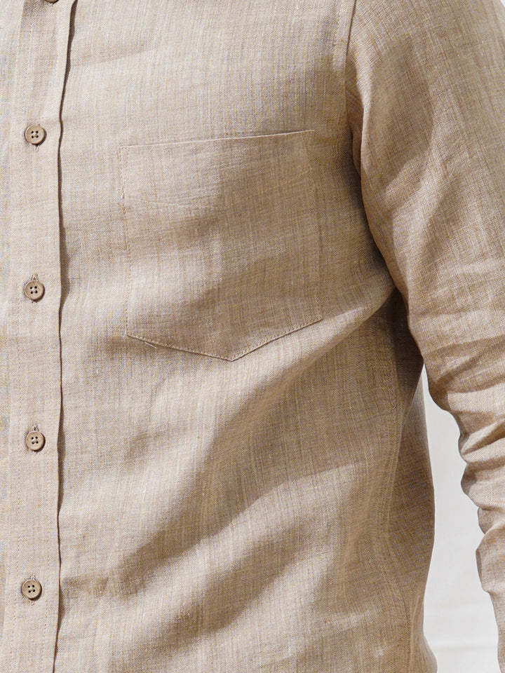 Classic Riley - Pure Linen Full Sleeve Shirt - Mocha