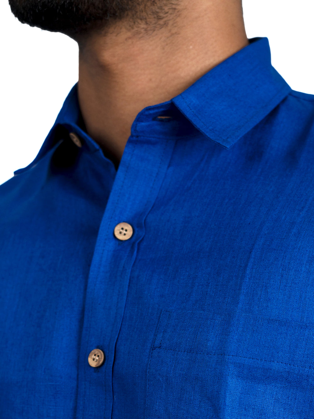 Dave - Pure Linen Half Sleeve Shirt - Blue