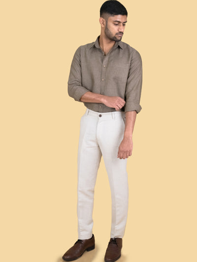 Harvey - Pure Linen Full Sleeve Shirt - Berry Brown