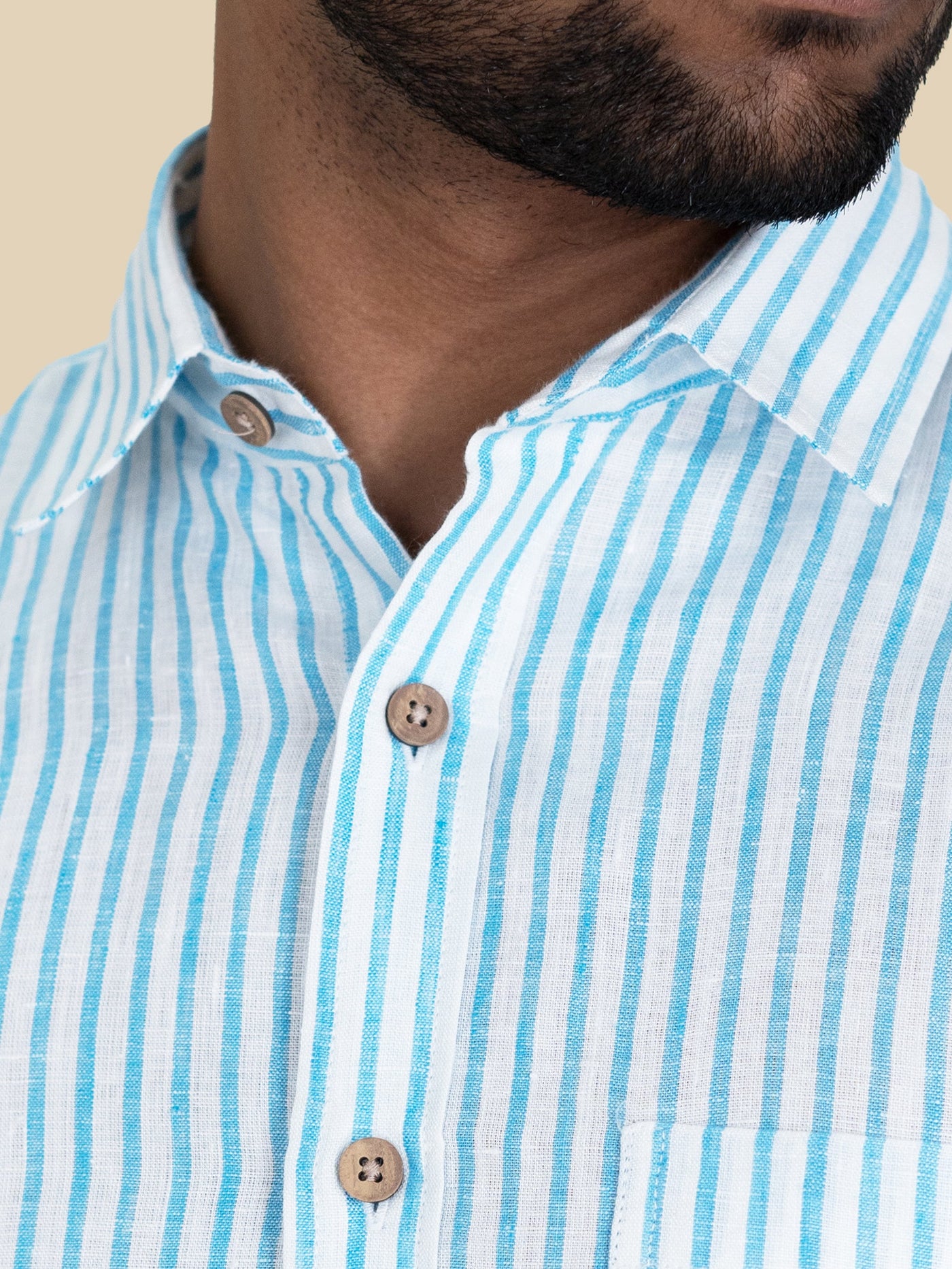Harvey - Pure Linen Full Sleeve Shirt - Blue & White Stripes | Rescue