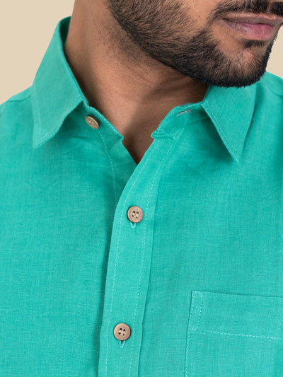 Harvey - Pure Linen Full Sleeve Shirt - Candy Green | Rescue