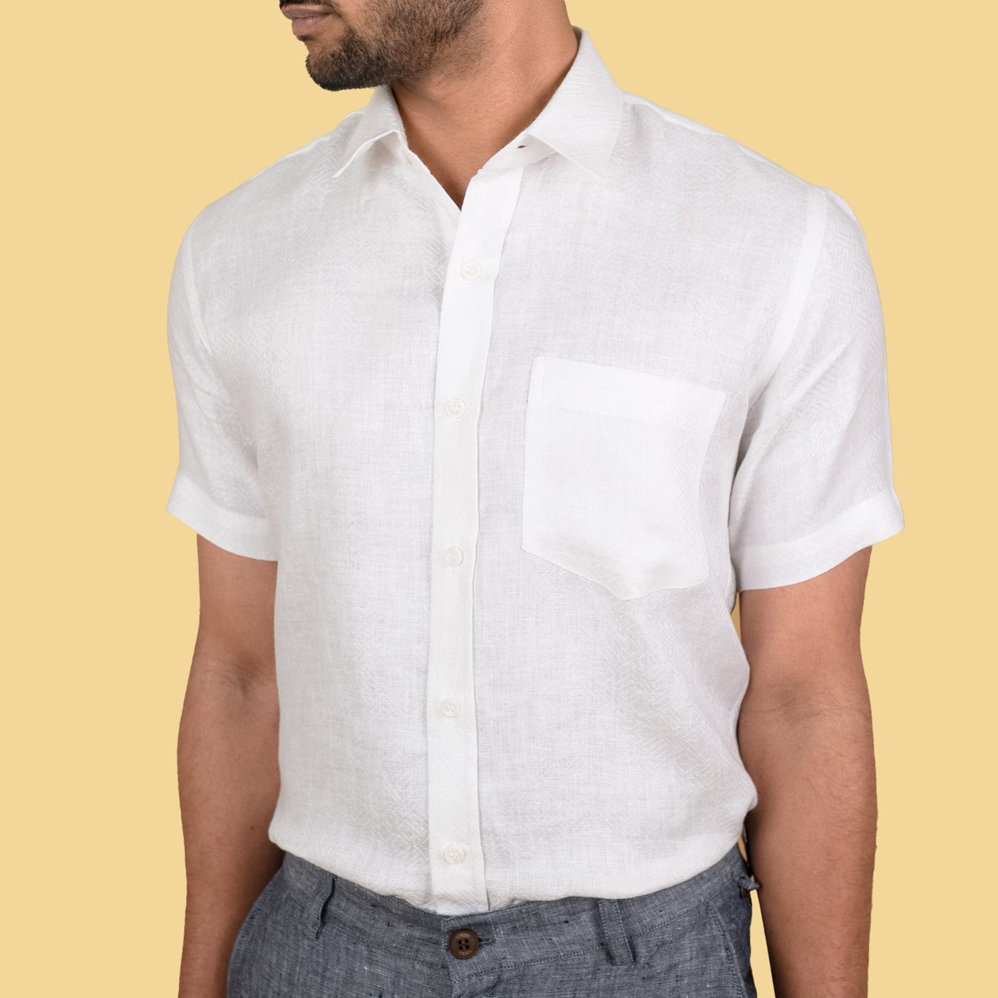 White Linen Shirt for Men 