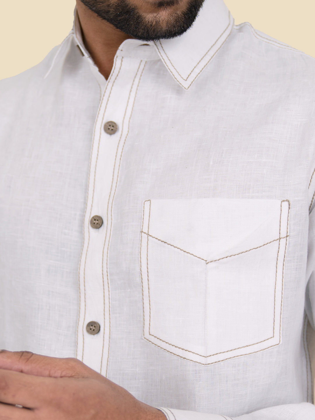 Hogan - Pure Linen Full Sleeve Shirt - White