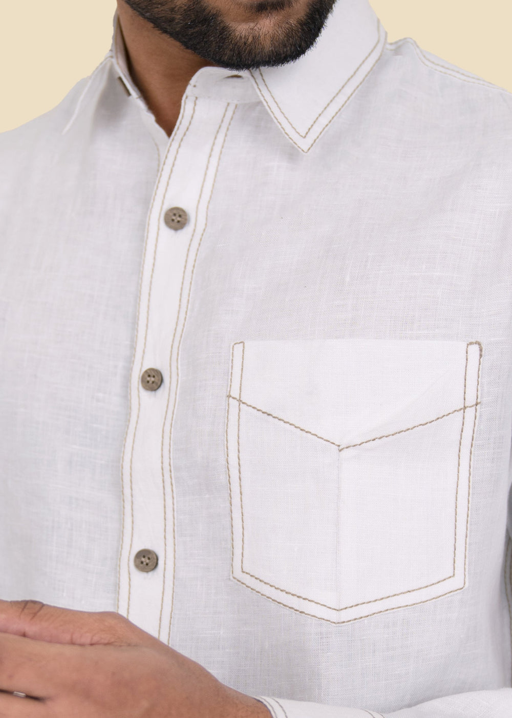 Hogan - Pure Linen Full Sleeve Shirt - White