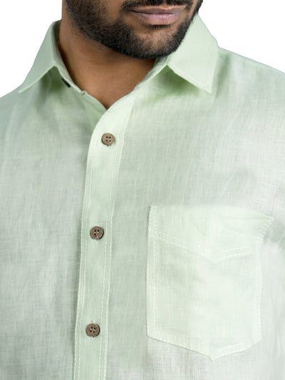 Josh - Pure Linen Half Sleeve Shirt - Aloe Green | Rescue