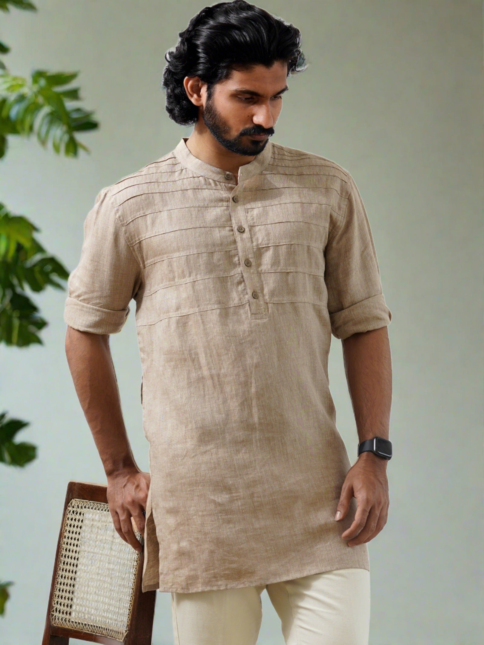 Men's Lucknowi Handcrafted Cotton Chikankari Kurta - HONC021683