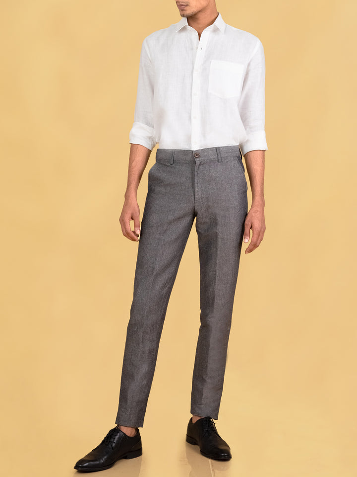 Ian Chino - Linen Trousers - Textured Black